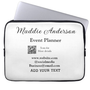 Event planner add name Q R code details website em Laptop Sleeve