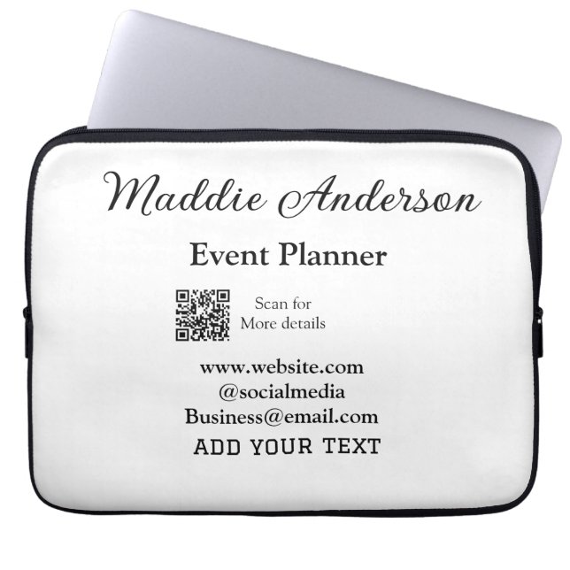 Event planner add name Q R code details website em Laptop Sleeve (Front)