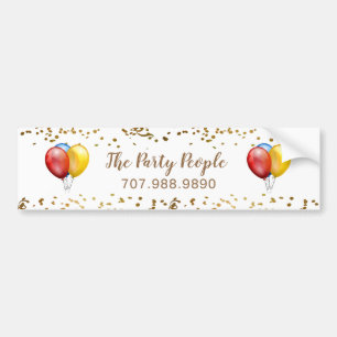 Event Planner Balloons Gold Confetti Promotional Bumper Sticker
