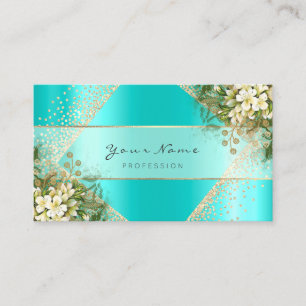 Event Planner Beauty Blogger Mint Gold Floral Business Card