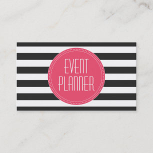 Event Planner Black and White Stripe Business Card