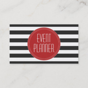 Event Planner Black and White Stripe Business Card