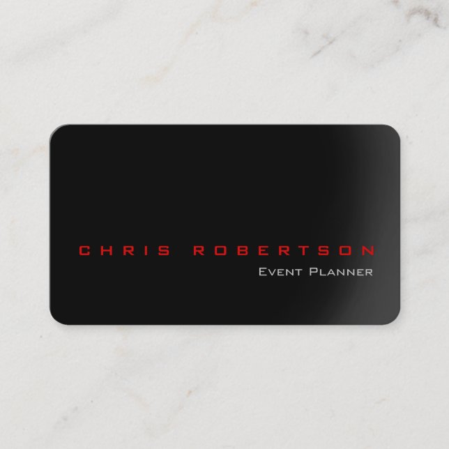 Event Planner Black Grey Red Trendy Business Card (Front)