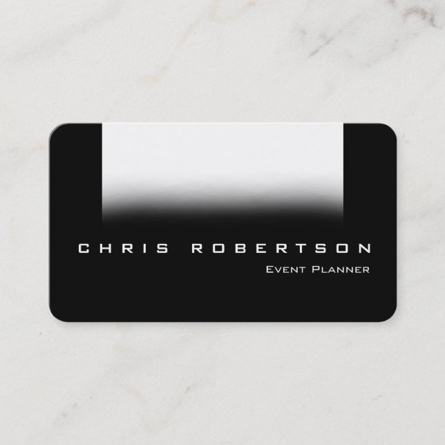 Event Planner Black Grey White Trend Business Card (Front)