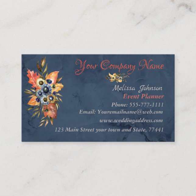 Event Planner Blue Marble Business Card (Front)
