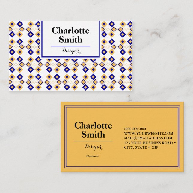 Event Planner Blue Repeat Pattern Business Card (Front/Back)