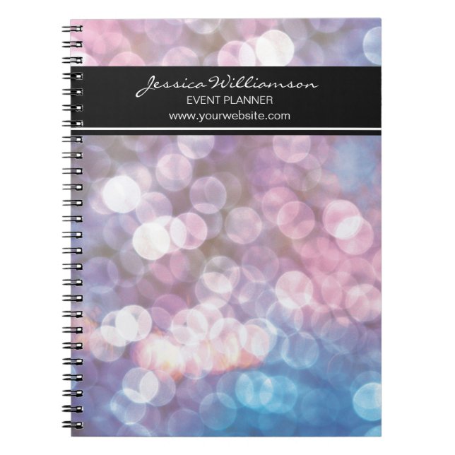 Event Planner • bokeh, sparkle lights, trendy Notebook (Front)