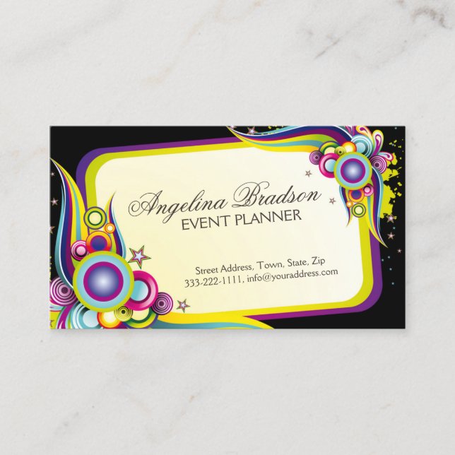 Event Planner Colourful Graphic Design Card (Front)