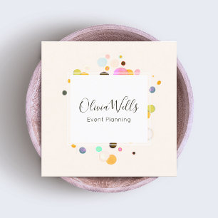 Event Planner Confetti Square Business Card