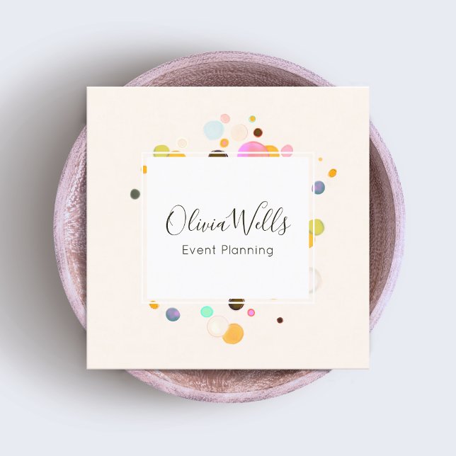 Event Planner Confetti  Square Business Card (Creator Uploaded)