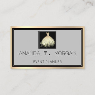 Event Planner Dance Wedding Blogger Dress Gold Business Card