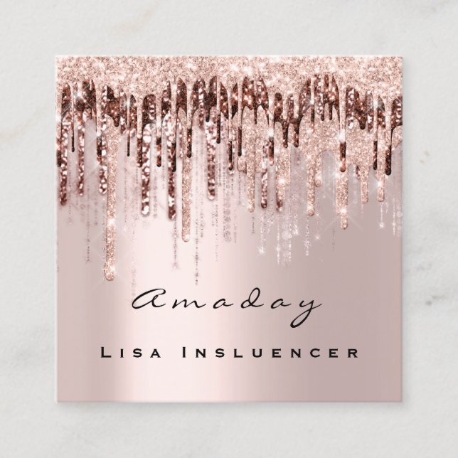Event Planner Drip Social Media Rose Makeup Square Business Card (Front)