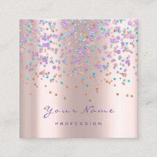 Event Planner Eyelash Makeup Rose  Purple Confetti Square Business Card
