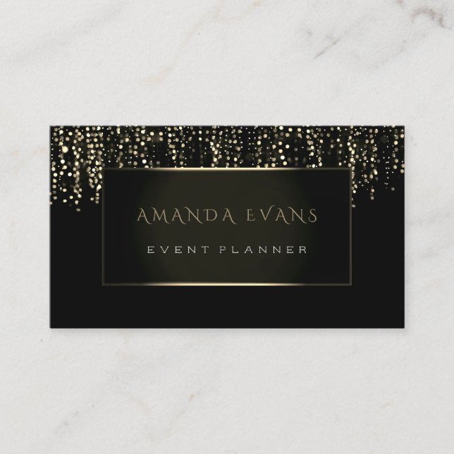 Event Planner Film Maker Sparkl Black White Framed Business Card (Front)
