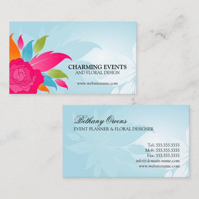 Event Planner Floral Designer Business Card (Front/Back)