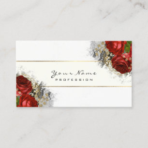 Event Planner Floral Red Roses Green White Business Card