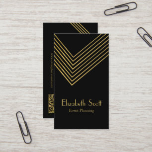 Event Planner Gold Chevron Design Business Card