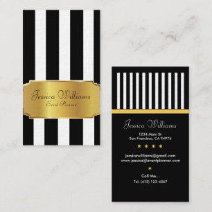 Event Planner Gold Label On Black Stripes Business Business Card