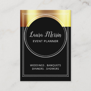 Event Planner Gold Metallic On Black Marquee Business Card