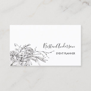 Event Planner Hand Drawn Floral Business Card