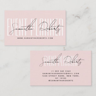 Event planner modern typography script blush pink business card