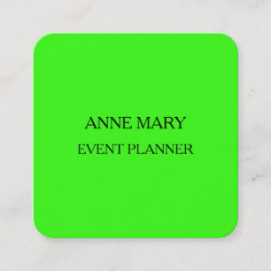 Event Planner Neon Green Bright Colourful Wedding Square Business Card