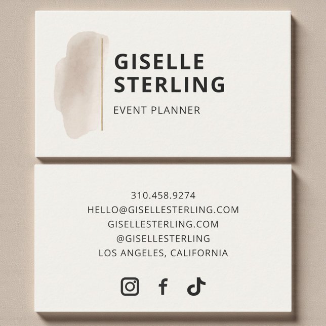 Event Planner Neutral Beige Watercolor Business Card (Creator Uploaded)