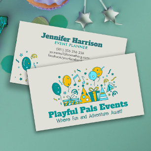 Event Planner - Party Elements Illustration Business Card