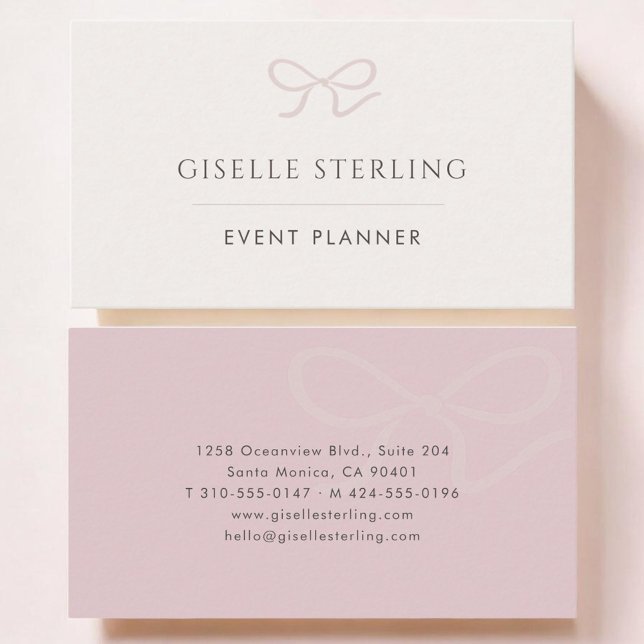 Event Planner Pink Bow Business Card (Creator Uploaded)