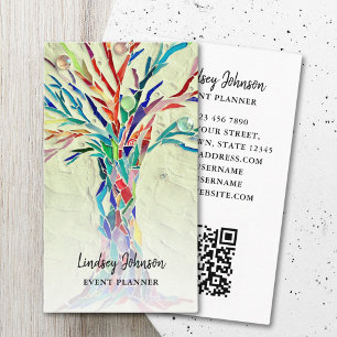 Event Planner QR Code Green Business Card