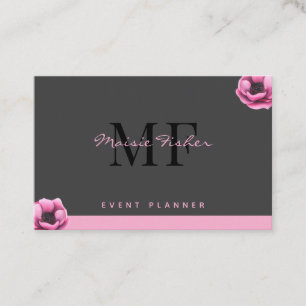 Event Planner QR Code Monogram Custom Modern Business Card