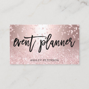 Event planner rose gold glitter metallic confetti business card