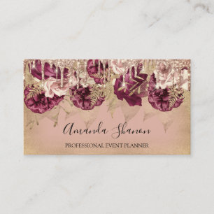 Event Planner Roses Flowers Drips QR CODE Logo Business Card