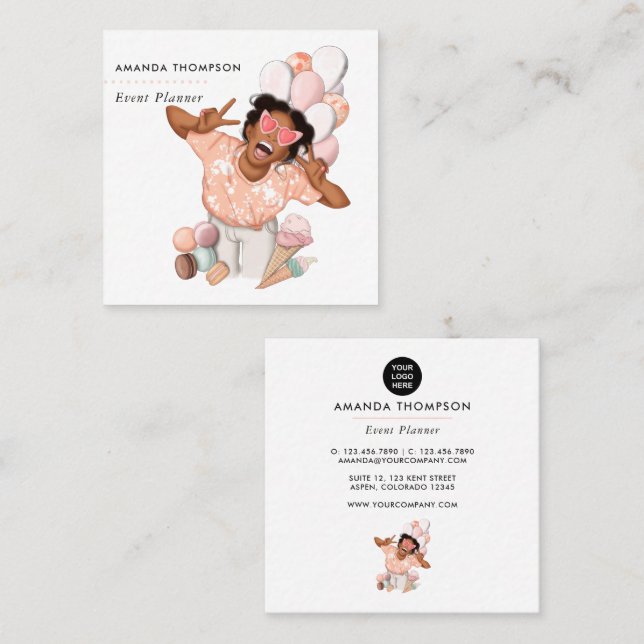 Event Planner Square Business Card (Front/Back)