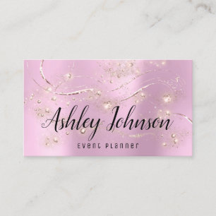 Event Planner Wedding Bridal Pink Rose Gold Makeu Business Card