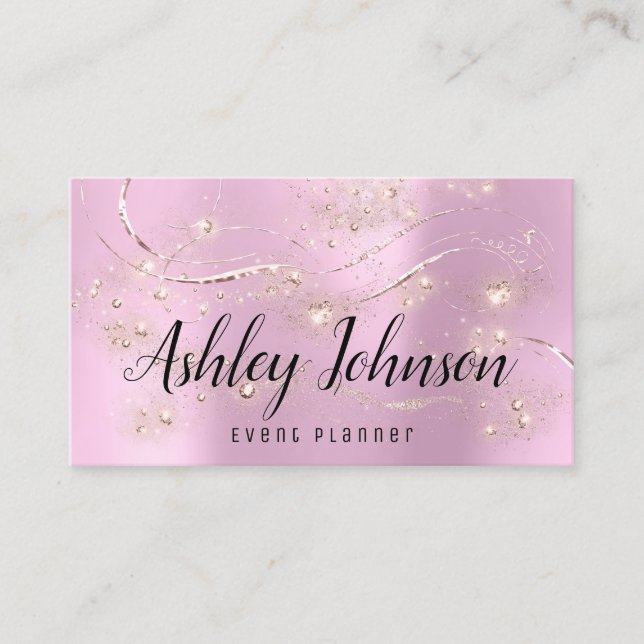 Event Planner Wedding Bridal Pink Rose Gold  Makeu Business Card (Front)