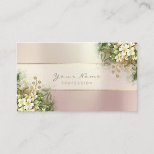 Event Planner White Emerald Green Rose Pink Gold Business Card