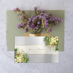 Event Planner White Emerald Green Silver Gray Gold Business Card