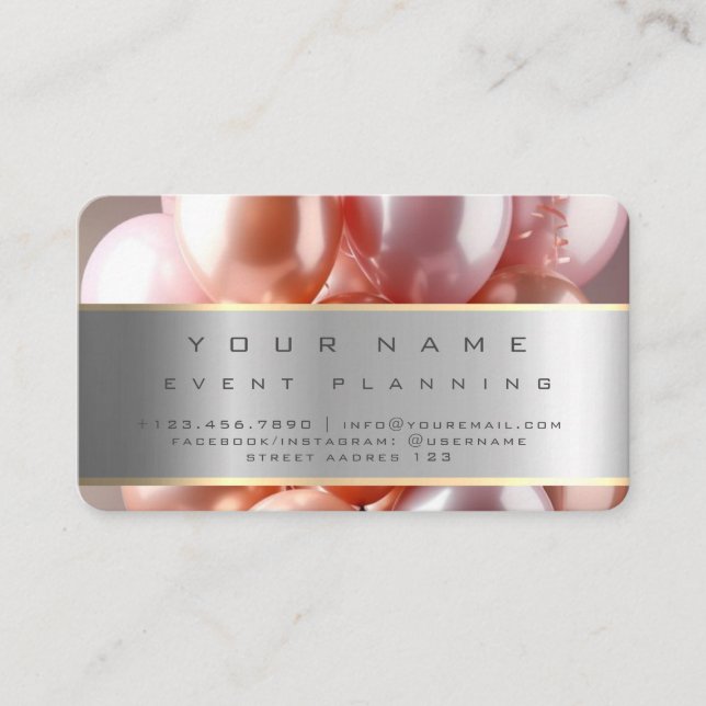 Event Planning Beautiful Balloons Colourful Business Card (Front)