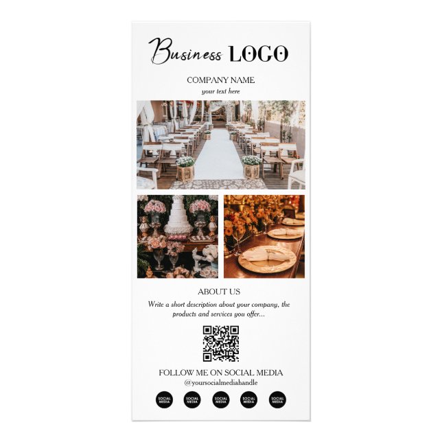 Event Planning Business 3 Photos Social Media Rack Card (Front)
