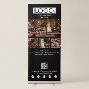 Event Planning Business 4 Photo Social Media Black Retractable Banner