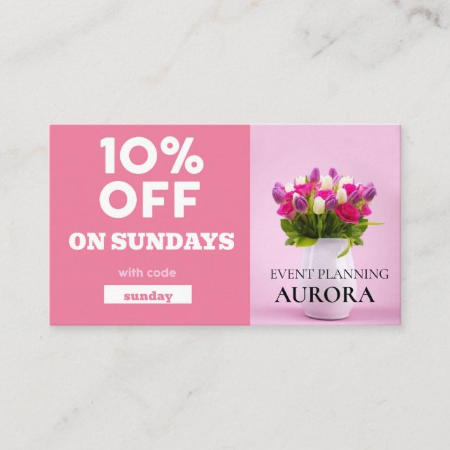 Event Planning Discount Sale Business Card (Front)