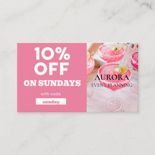 Event Planning Discount Sale Business Card (Front)