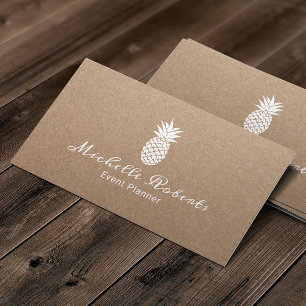 Event Planning Elegant Pineapple Rustic Kraft Business Card