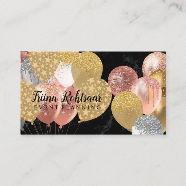 Event Planning Glitter Sparkling Rose Business Car Business Card (Front)