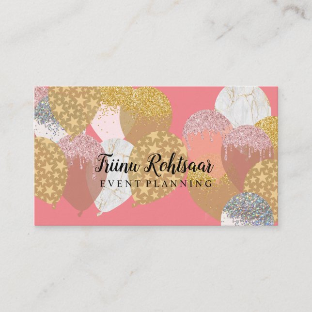 Event Planning Glitter Sparkling Rose Business Car Business Card (Front)