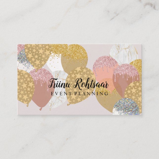 Event Planning Glitter Sparkling Rose Business Car Business Card (Front)