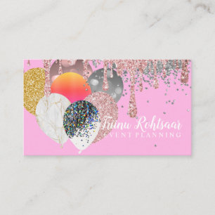 Event Planning Glitter Sparkling Rose Business Card