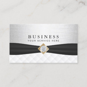 Event Planning Modern Silver & Black Ribbon Business Card