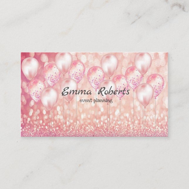 Event Planning Pink Shining Modern Business card (Front)